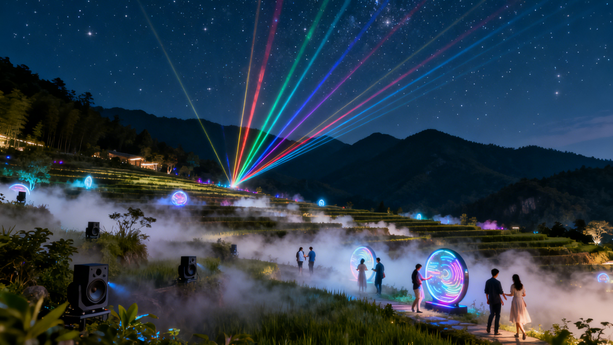 【场景编号022】“大地光舞”耀夜空｜梯田里的《大地》沉浸式音乐激光秀